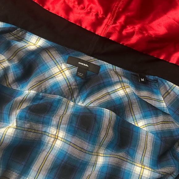 mens DIESEL plaid hooded button-up flannel shirt - Picture 8 of 8